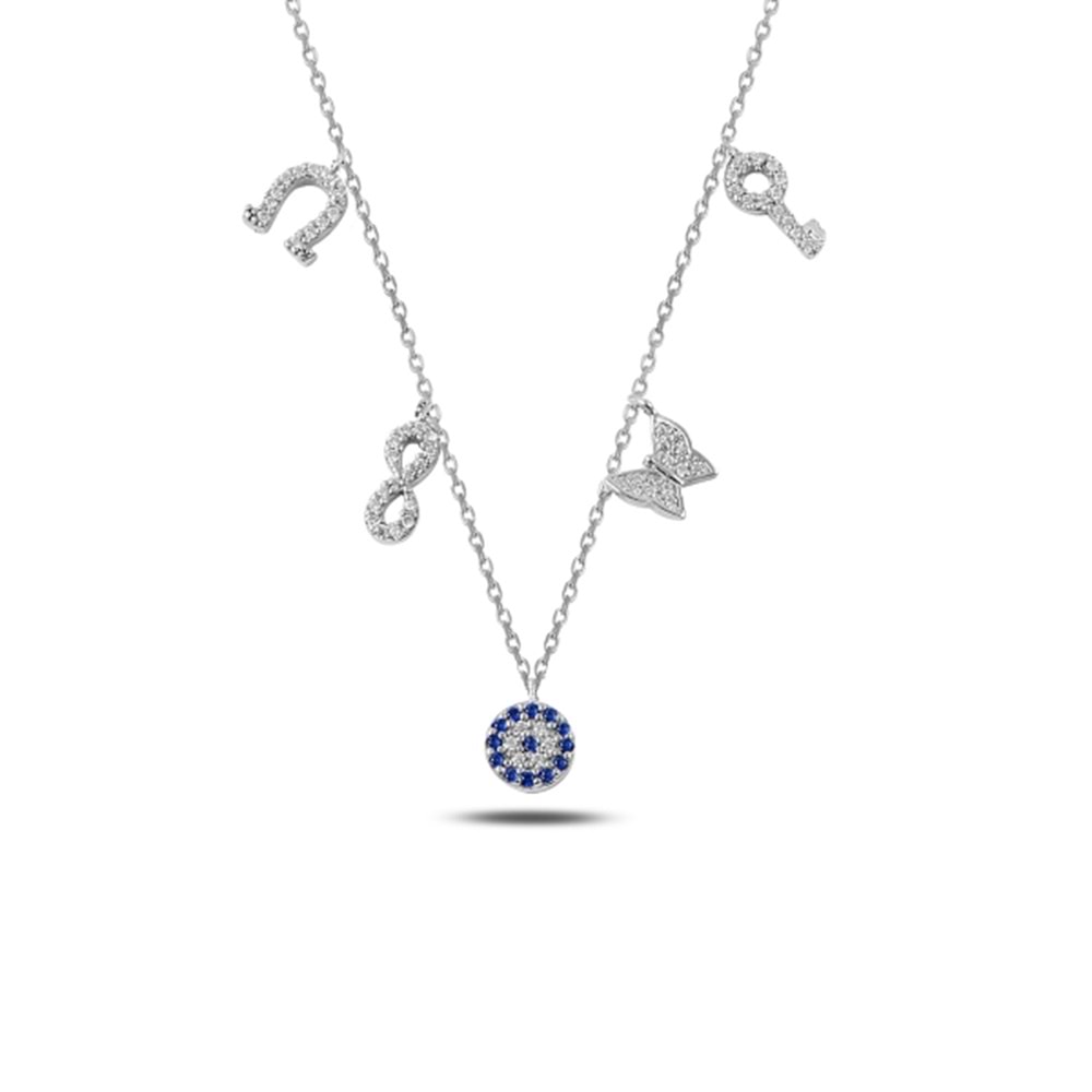 ZİRKON TAŞLI ŞANS GÜMÜŞ KOLYE - ROSE ALTIN KAPLAMA