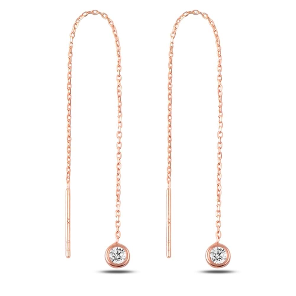 ZİRKON TAŞLI JAPON GÜMÜŞ KÜPE - ROSE ALTIN KAPLAMA