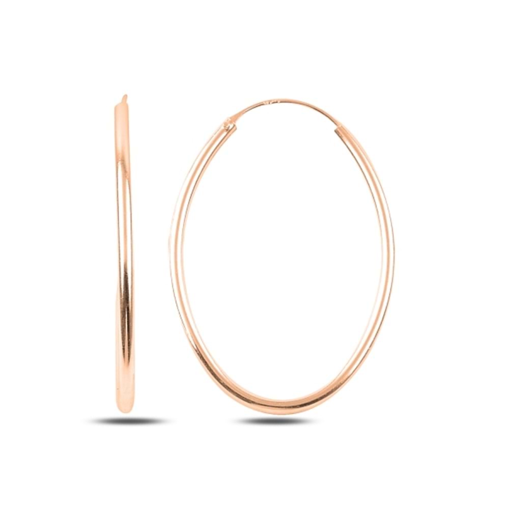 25 x 35 MM OVAL HALKA GÜMÜŞ KÜPE - ROSE ALTIN KAPLAMA