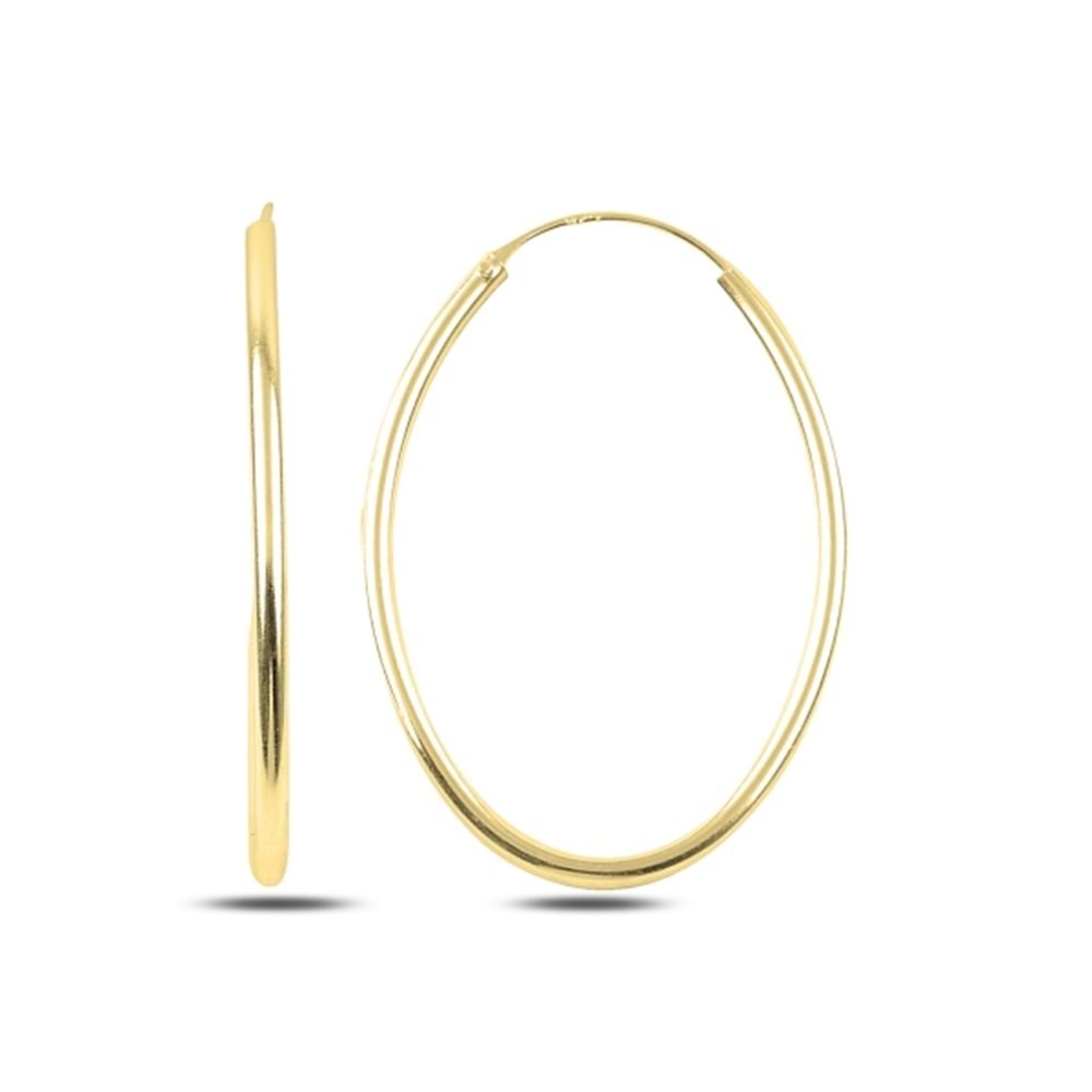 25 x 35 MM OVAL HALKA GÜMÜŞ KÜPE - ROSE ALTIN KAPLAMA