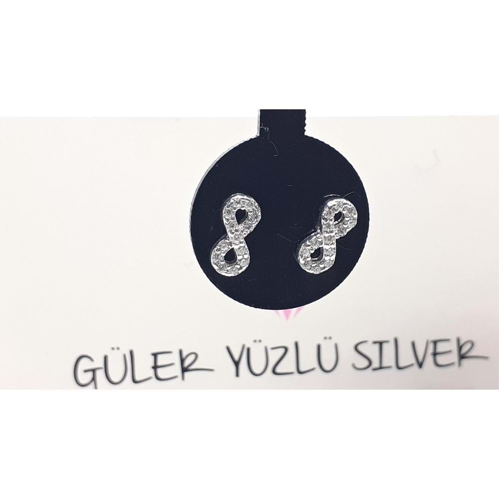 ZİRKON TAŞLI SONSUZLUK MİNİ ÇİVİ GÜMÜŞ KÜPE - ROSE ALTIN KAPLAMA