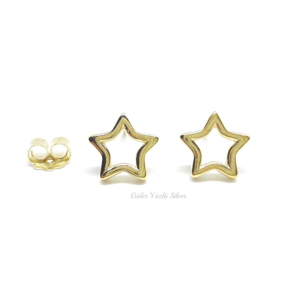 İTHAL İÇİ BOŞ DÜZ YILDIZ GÜMÜŞ KÜPE - ALTIN KAPLAMA (SARI) - GYS01625-ALTIN KAPLAMA (SA-STD