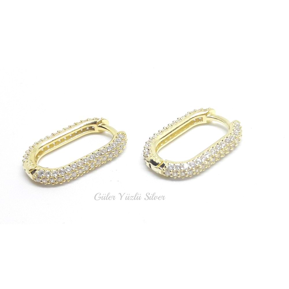 ZİRKON TAŞLI ORTA BOY OVAL HALKA GÜMÜŞ KÜPE