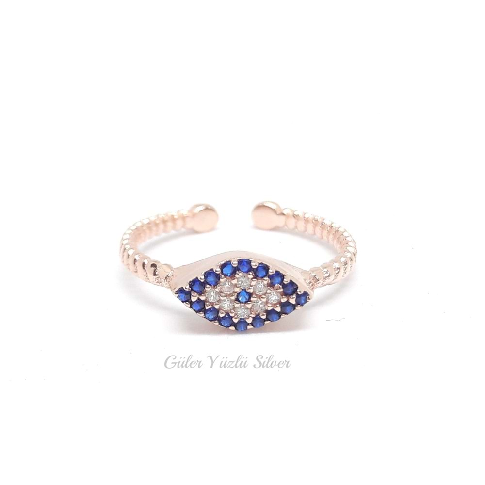 AYARLANABİLİR BAKLAVA SOSYETE GÖZÜ GÜMÜŞ ÇITIR YÜZÜK - ROSE ALTIN KAPLAMA (BAKIR)