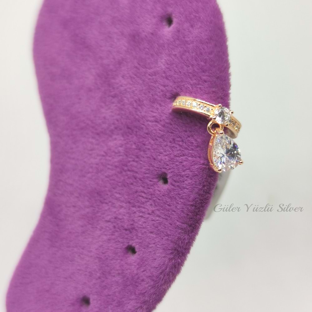 İTHAL DAMLA TAŞLI KIKIRDAK GÜMÜŞ KÜPE CUFF - ALTIN KAPLAMA (SARI)