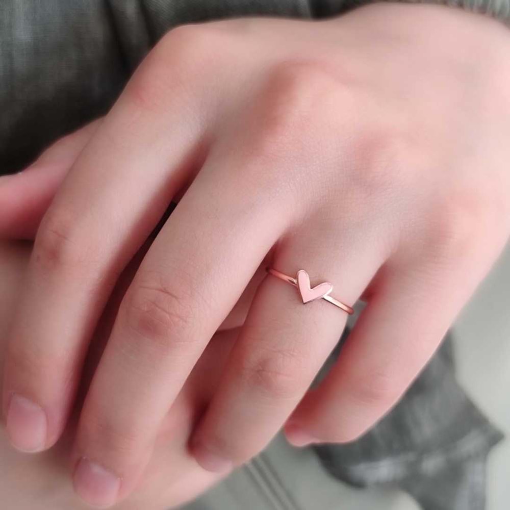 MİNELİ KALP GÜMÜŞ YÜZÜK - SU YEŞİLİ