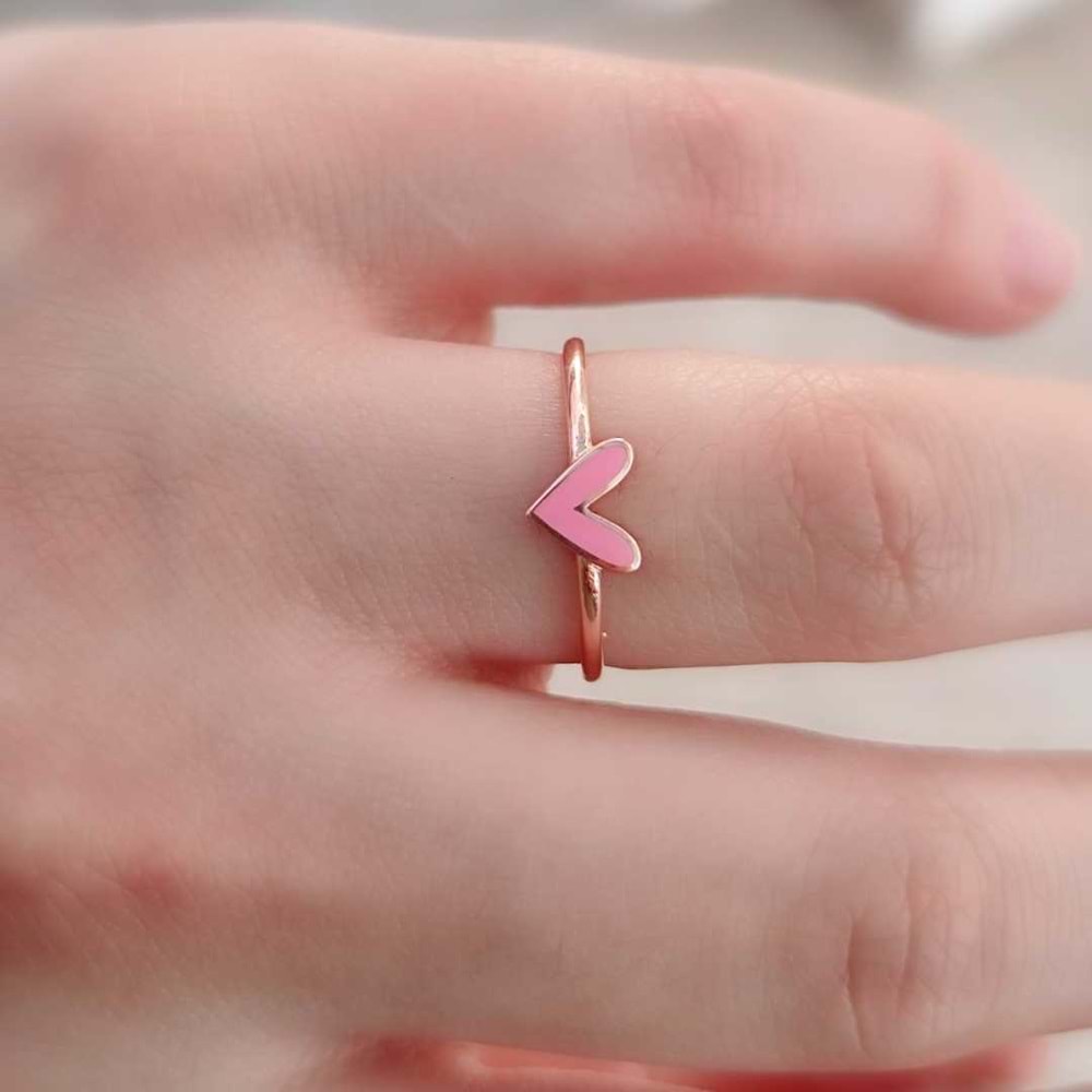 MİNELİ KALP GÜMÜŞ YÜZÜK - SU YEŞİLİ