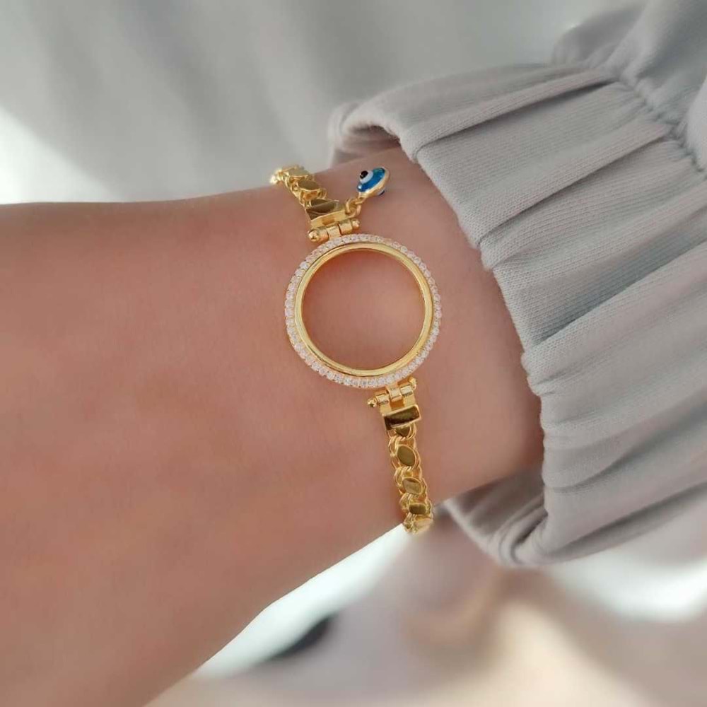 ÇEYREK KONULABİLEN ARPA ZİNCİRLİ GÜMÜŞ BİLEKLİK