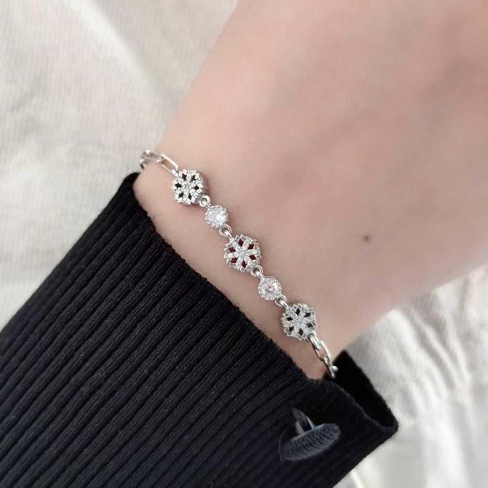 3 LÜ KAR TANE GÜMÜŞ BİLEKLİK - RODYUM BEYAZ