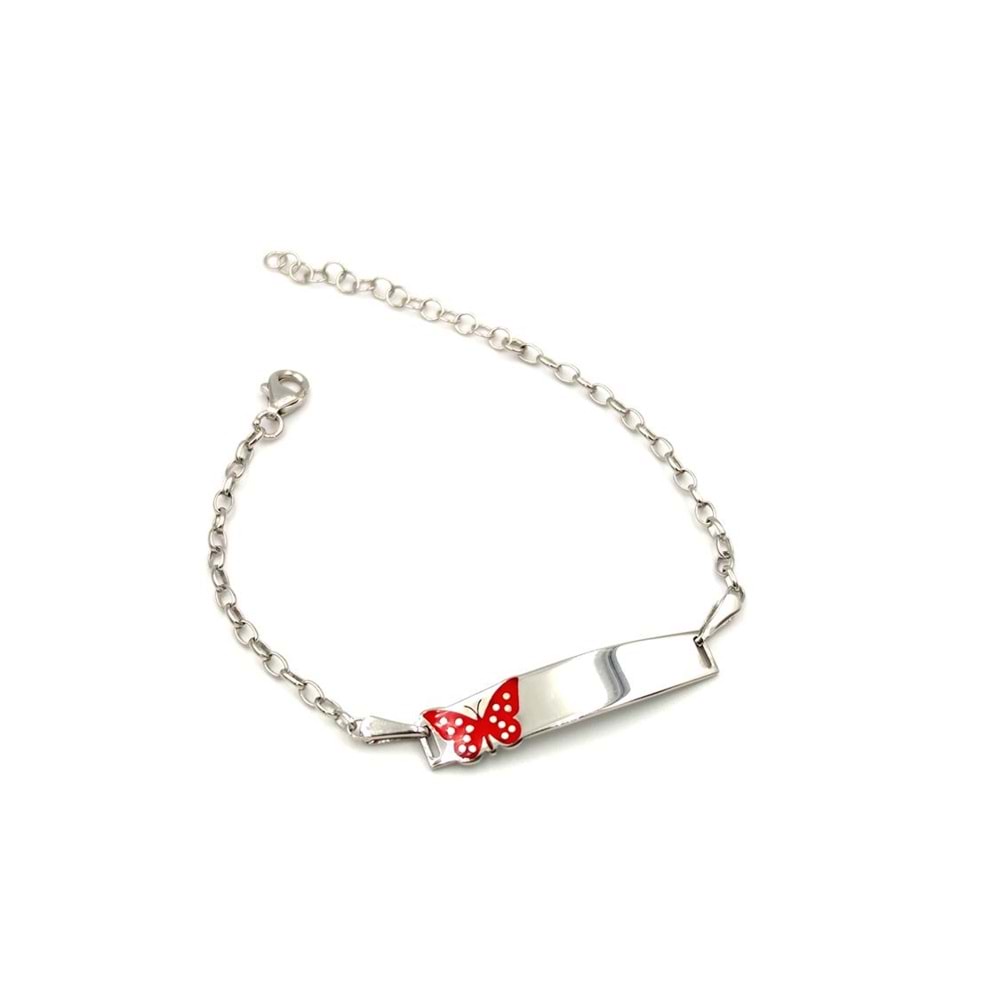 KELEBEK İSİMLİ ÇOCUK GÜMÜŞ BİLEKLİK - RODYUM BEYAZ