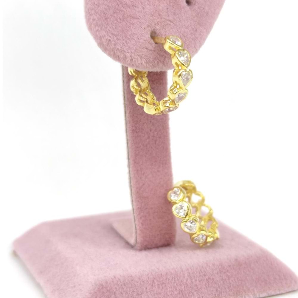 KALP SU YOLU HALKA GÜMÜŞ KÜPE - ALTIN SARI