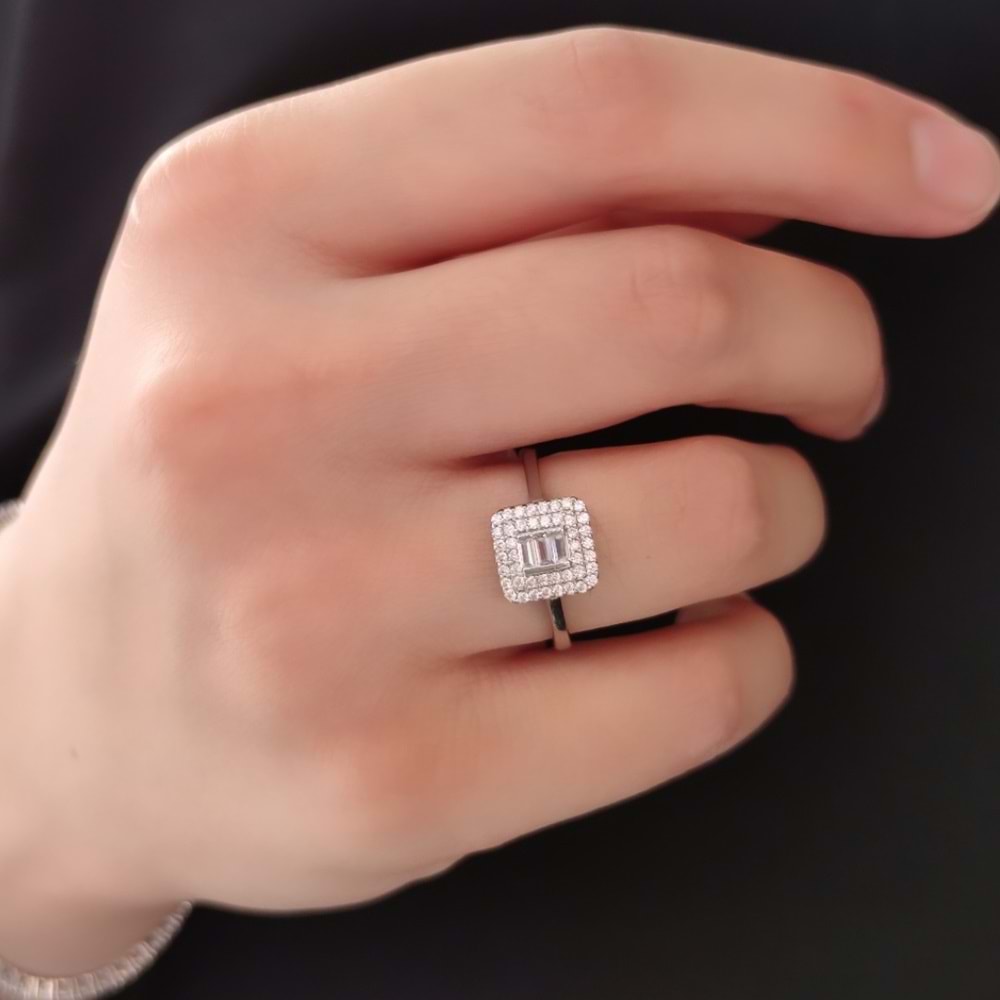 KARE BAGET GÜMÜŞ YÜZÜK - 14