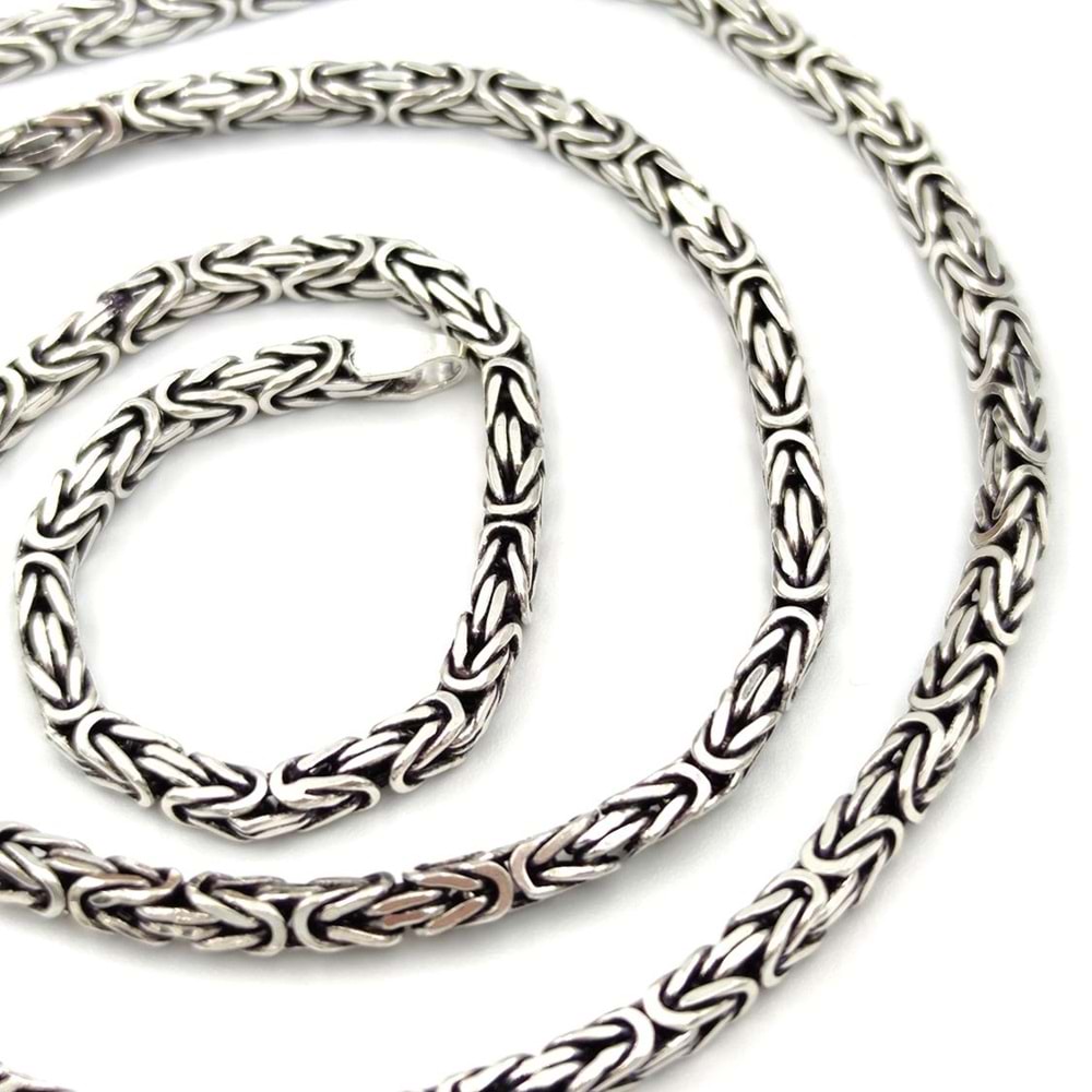 3,20 MM ERKEK GÜMÜŞ KARE KRAL ZİNCİR 60 CM