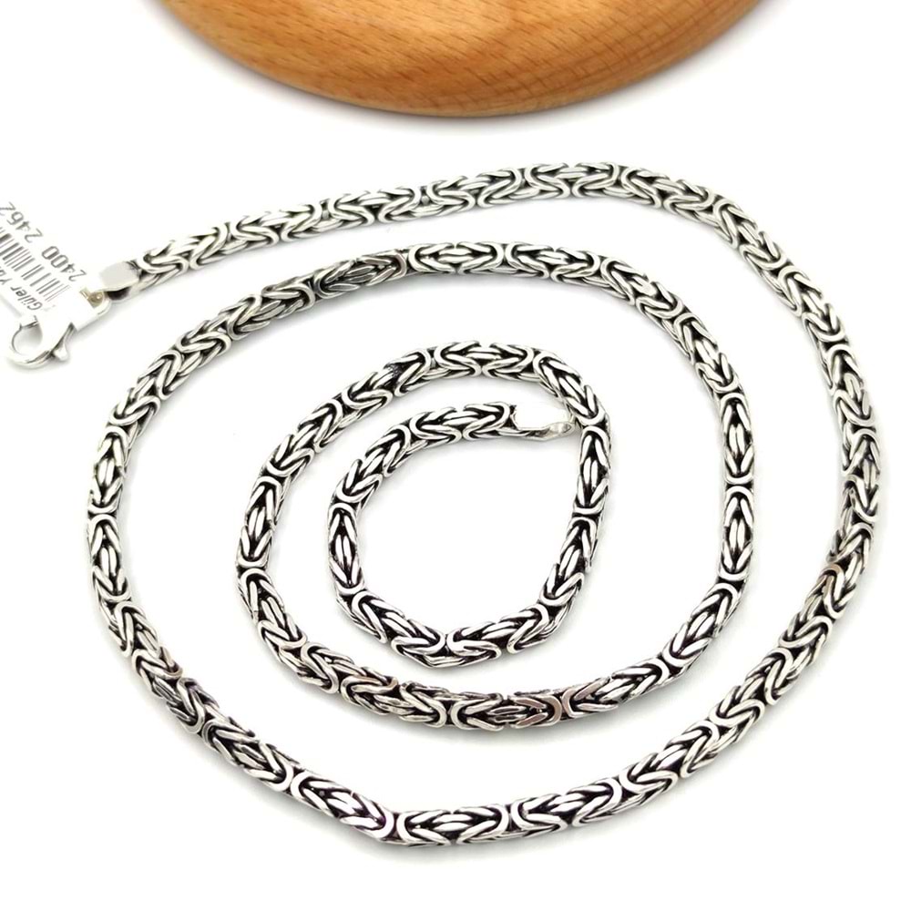 3,20 MM ERKEK GÜMÜŞ KARE KRAL ZİNCİR 60 CM