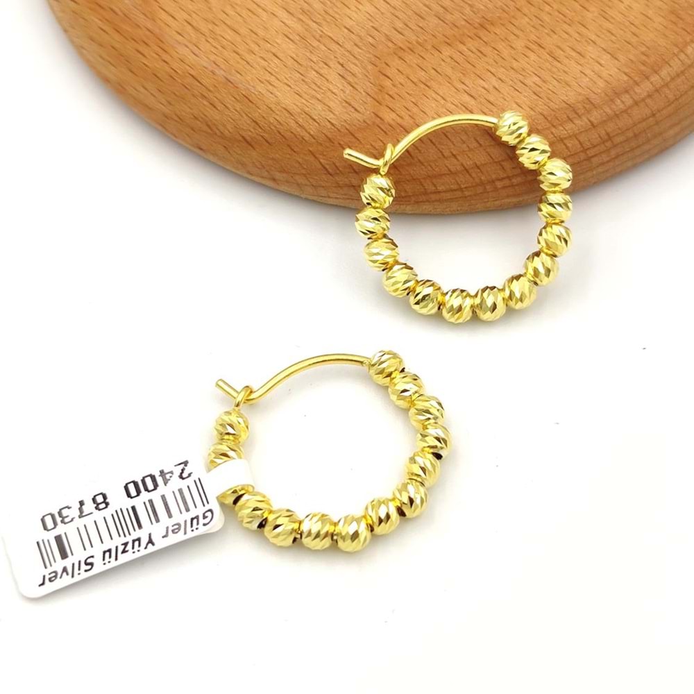 20 MM DORİCA GÜMÜŞ HALKA KÜPE - ALTIN SARI