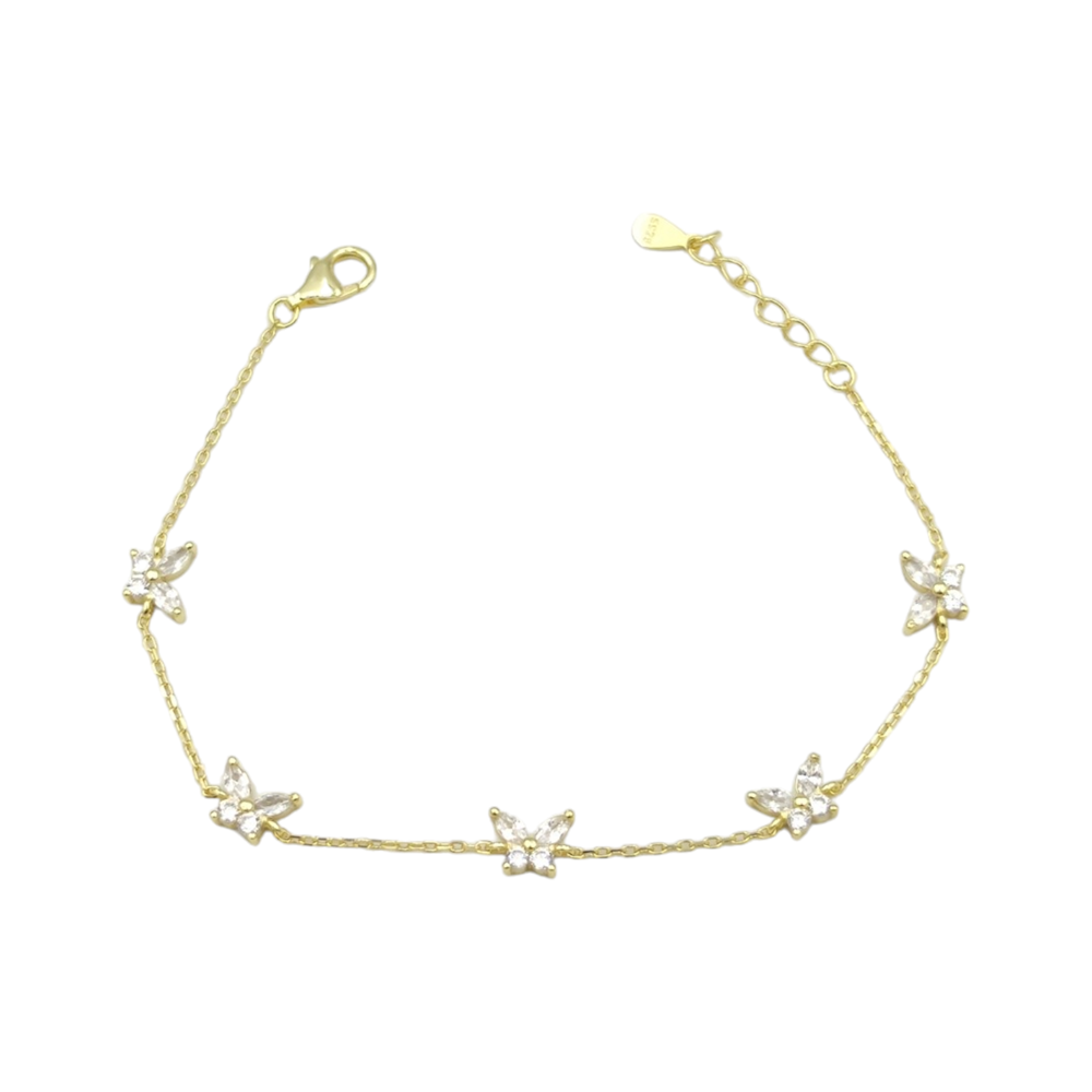 İTHAL BEŞLİ KELEBEK GÜMÜŞ BİLEKLİK - ALTIN SARI