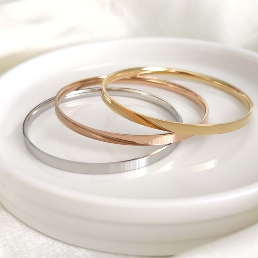 6,5 CM ÇELİK KALIN DÜZ AJDA BİLEZİK 1 ADET - ALTIN SARI