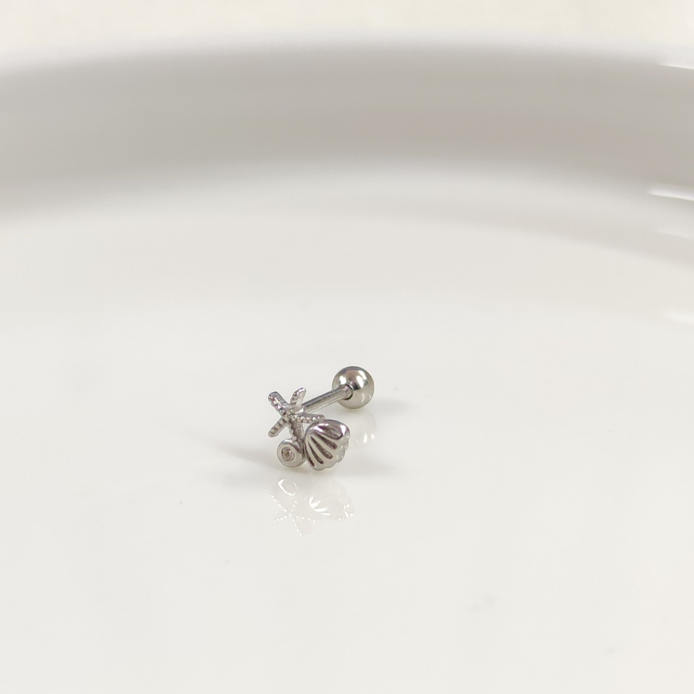 MİNİ YILDIZ MİDYE GÜMÜŞ TRAGUS PIERCING