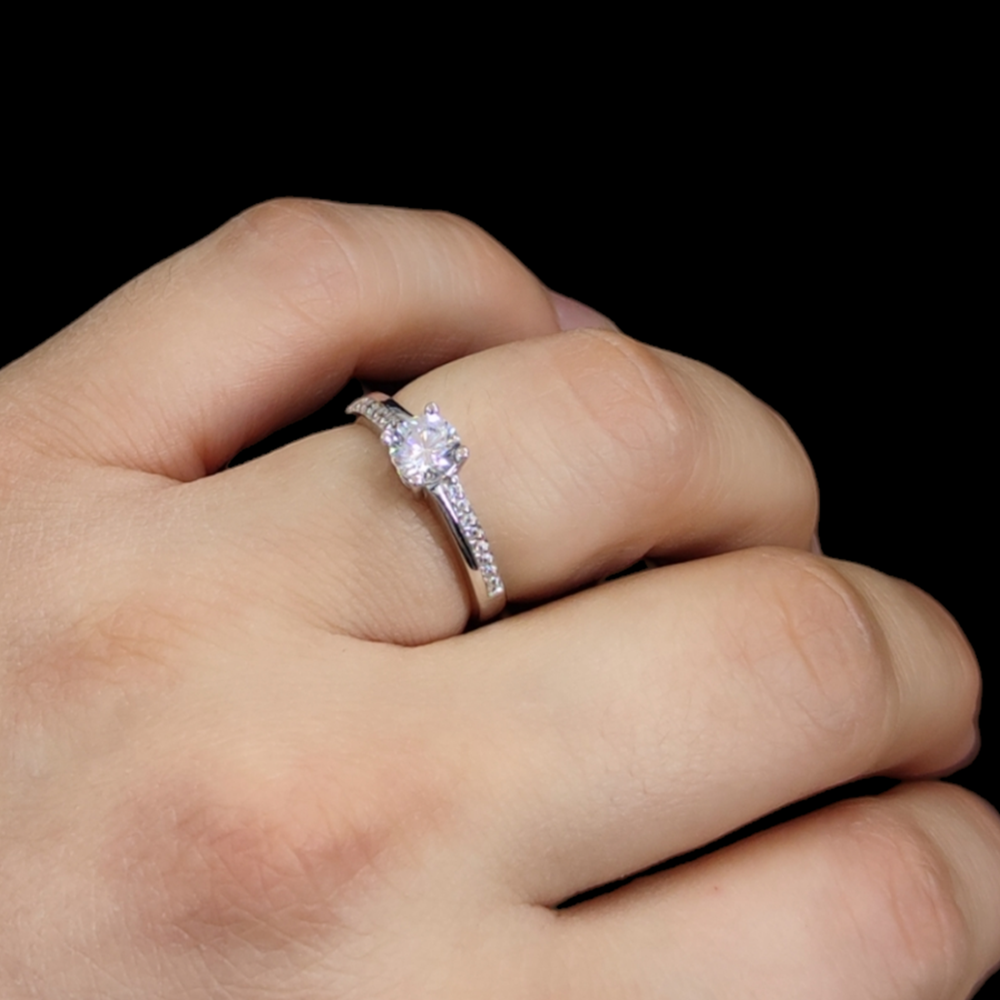 5 MM KENAR TAŞLI TEK TAŞ GÜMÜŞ YÜZÜK - 13