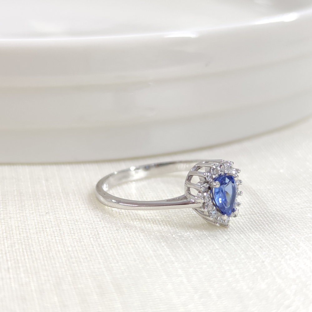 MAVİ TAŞLI DAMLA GÜMÜŞ YÜZÜK - 18