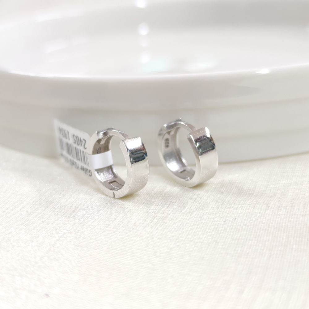 12 MM DÜZ BOMBELİ HALKA GÜMÜŞ KÜPE 5 MM - RODYUM BEYAZ