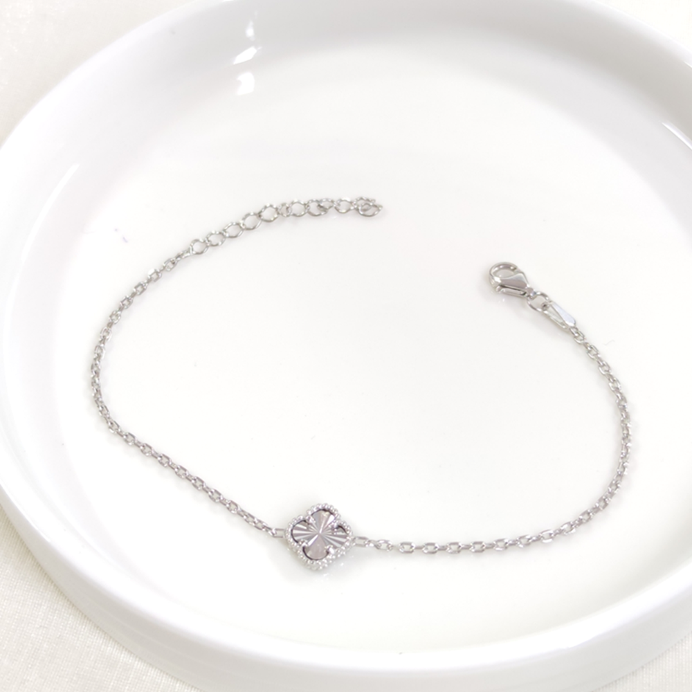 LAZER DESEN YONCA GÜMÜŞ BİLEKLİK 17+3 CM - RODYUM BEYAZ