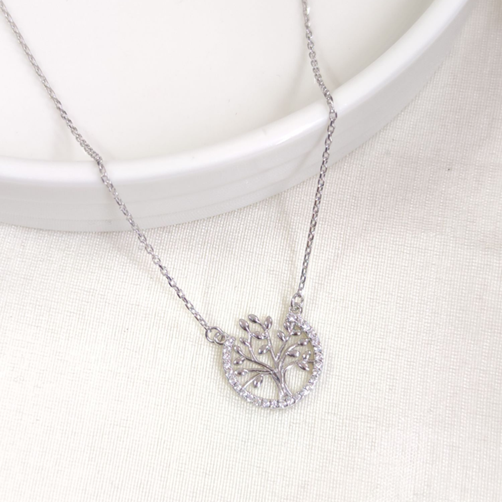 15 MM AĞAÇ GÜMÜŞ KOLYE 40+5 CM