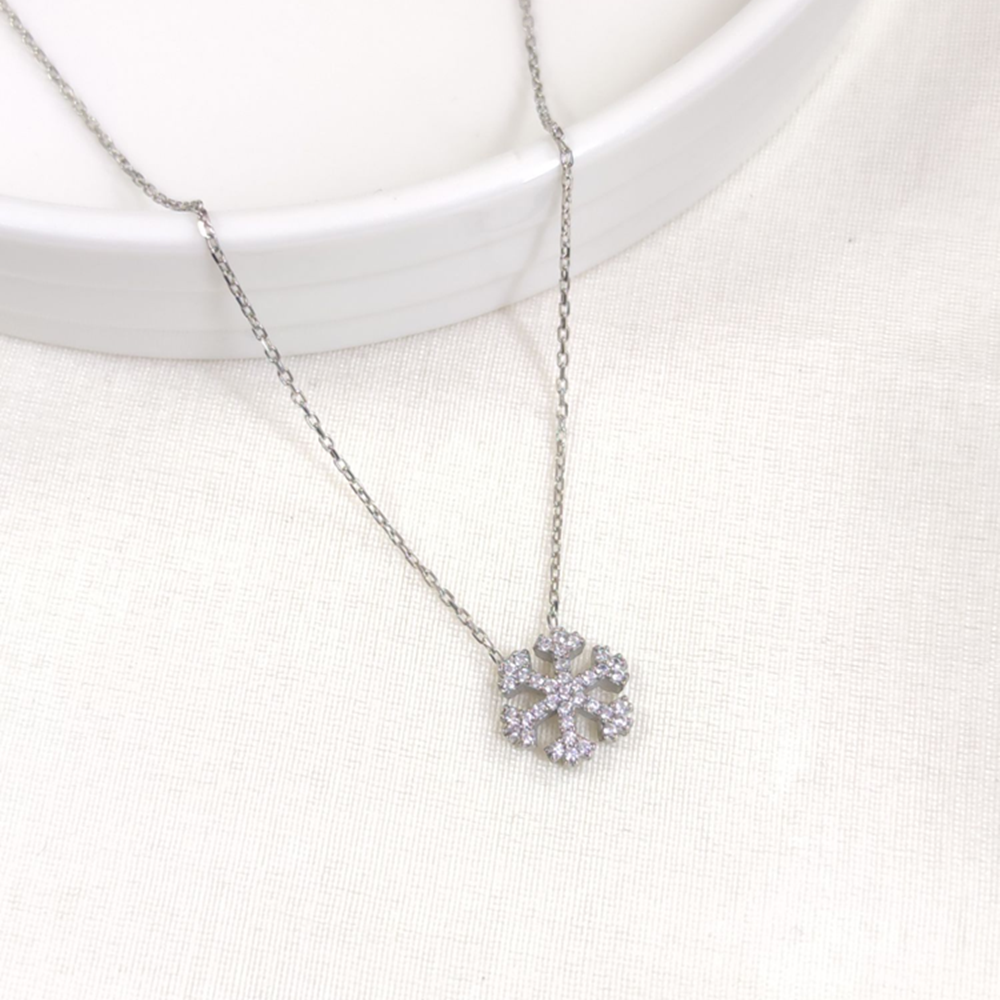 12 MM KAR TANESİ GÜMÜŞ KOLYE 45 CM - RODYUM BEYAZ