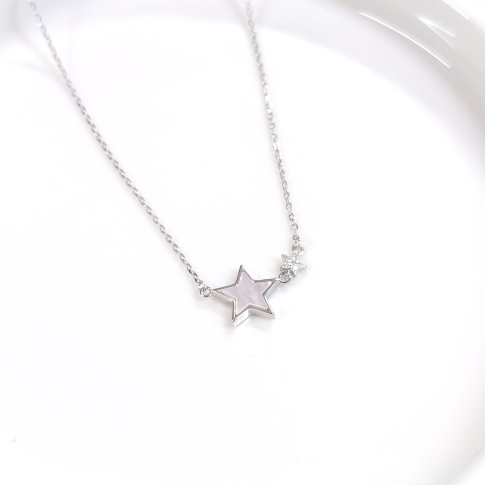 İTHAL SEDEF 12 MM YILDIZ GÜMÜŞ KOLYE