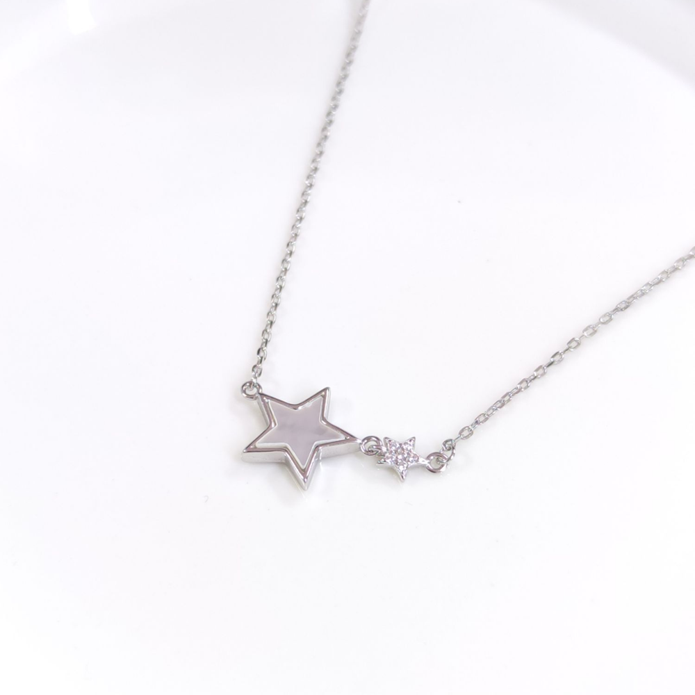 İTHAL SEDEF 12 MM YILDIZ GÜMÜŞ KOLYE