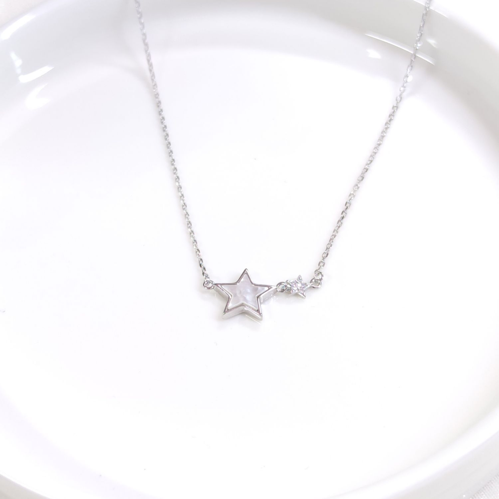 İTHAL SEDEF 12 MM YILDIZ GÜMÜŞ KOLYE