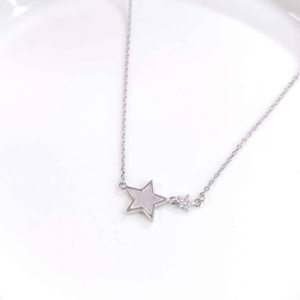 İTHAL SEDEF 12 MM YILDIZ GÜMÜŞ KOLYE