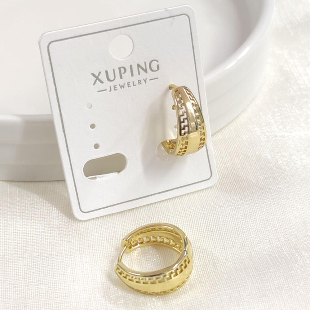 XUPING 15 MM OVAL BOMBELİ HALKA KÜPE GOLD