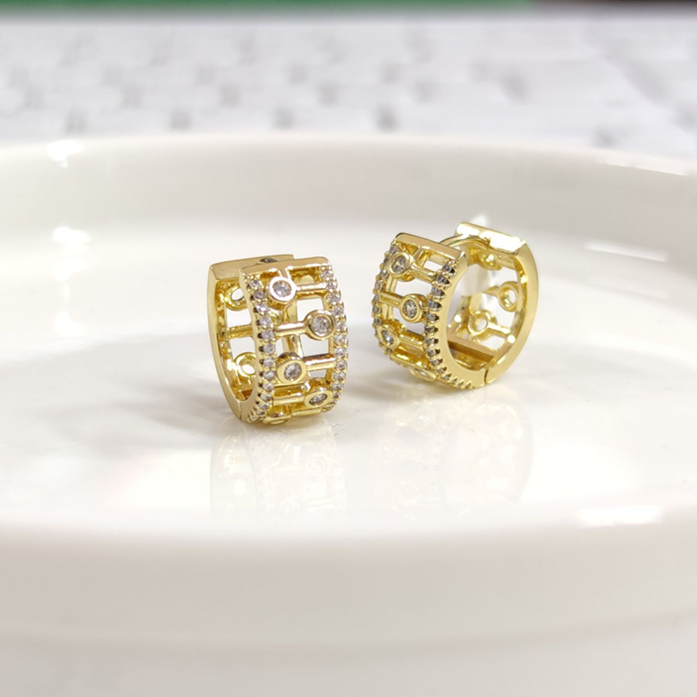 XUPING 12 MM TAŞLI ŞERİT HALKA KÜPE GOLD