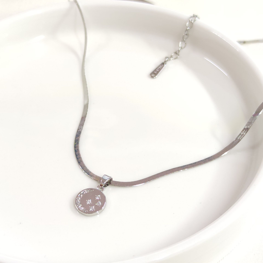 ÇELİK MİNİ PLAKA AY YILDIZ KOLYE 40+5 CM