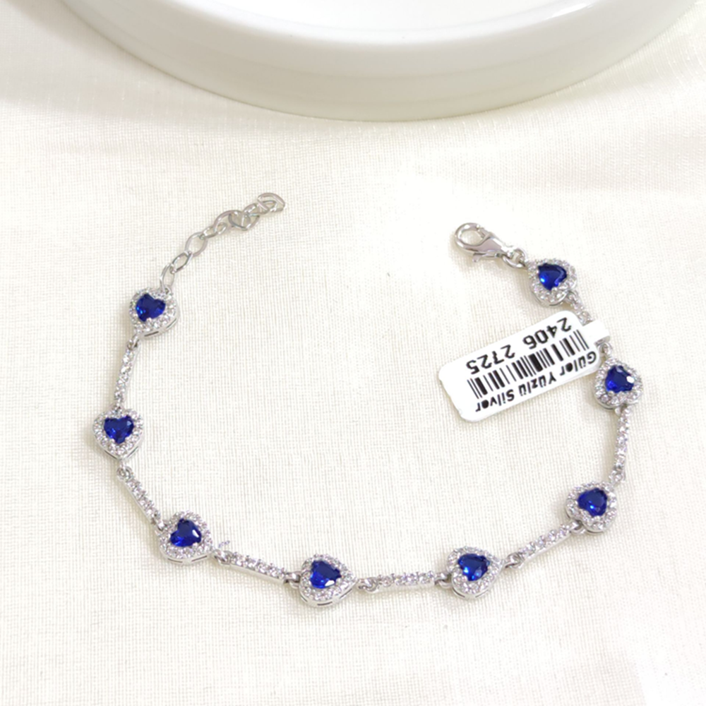 MAVİ KALP GÜMÜŞ BİLEKLİK