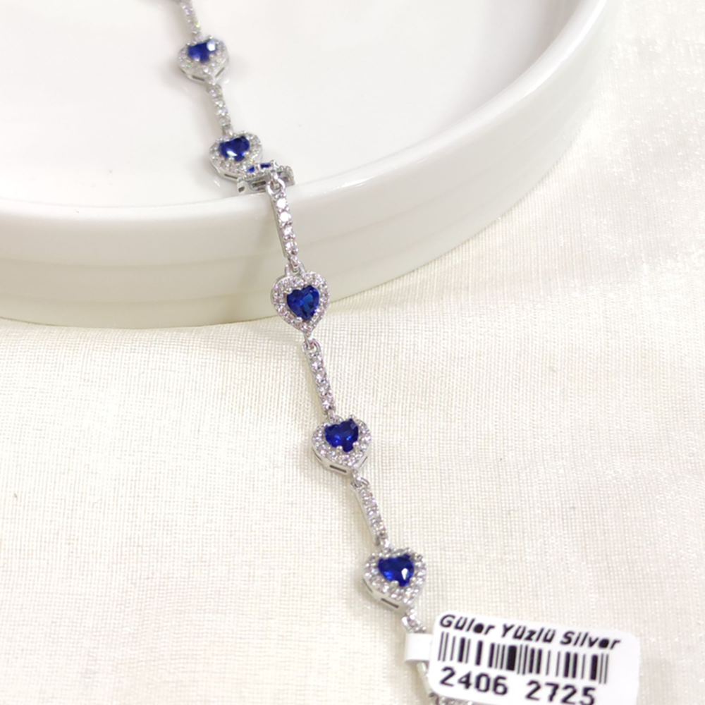 MAVİ KALP GÜMÜŞ BİLEKLİK