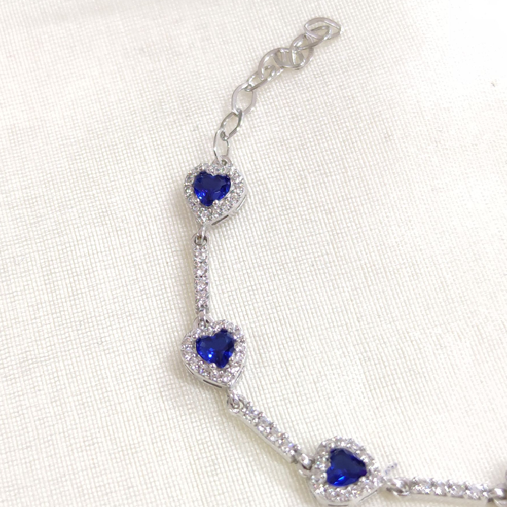 MAVİ KALP GÜMÜŞ BİLEKLİK