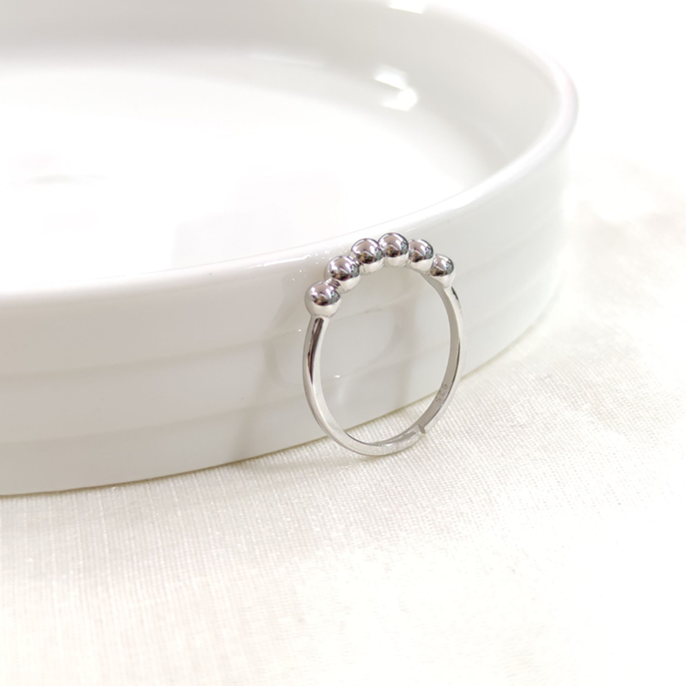 TOP TOP AYARLANABİLİR GÜMÜŞ YÜZÜK - RODYUM BEYAZ