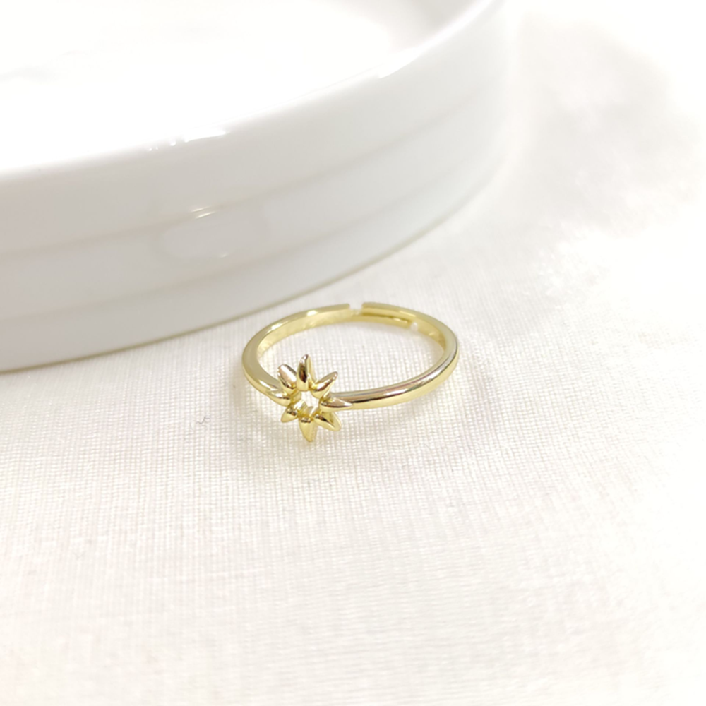 GÜNEŞ AYARLANABİLİR GÜMÜŞ YÜZÜK - ALTIN SARI