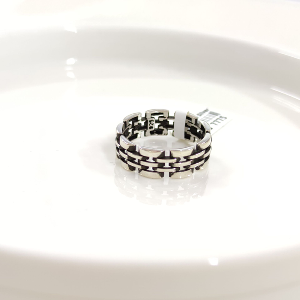 7,40 MM GÜMÜŞ DESENLİ OKSİTLİ ALYANS YÜZÜK