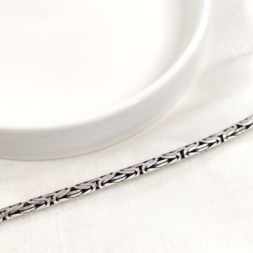 4 MM GÜMÜŞ YUVARLAK KRAL ZİNCİR BİLEKLİK 22 CM