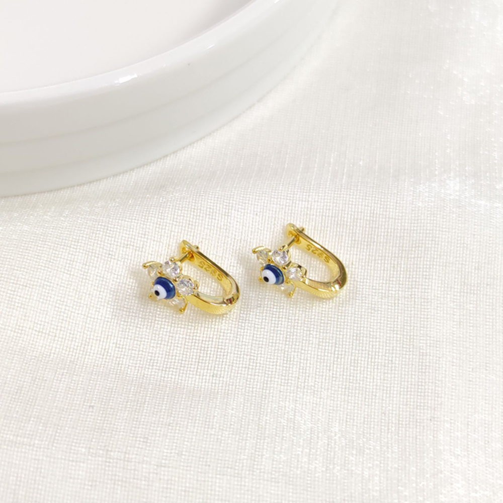 İTHAL LACİ MİNELİ ÇİÇEK GÜMÜŞ HALKA ÇOCUK KÜPE