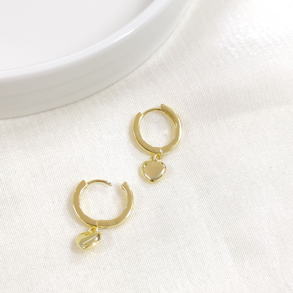 İTHAL KALP GÜMÜŞ 10 MM HALKA KÜPE - ALTIN SARI