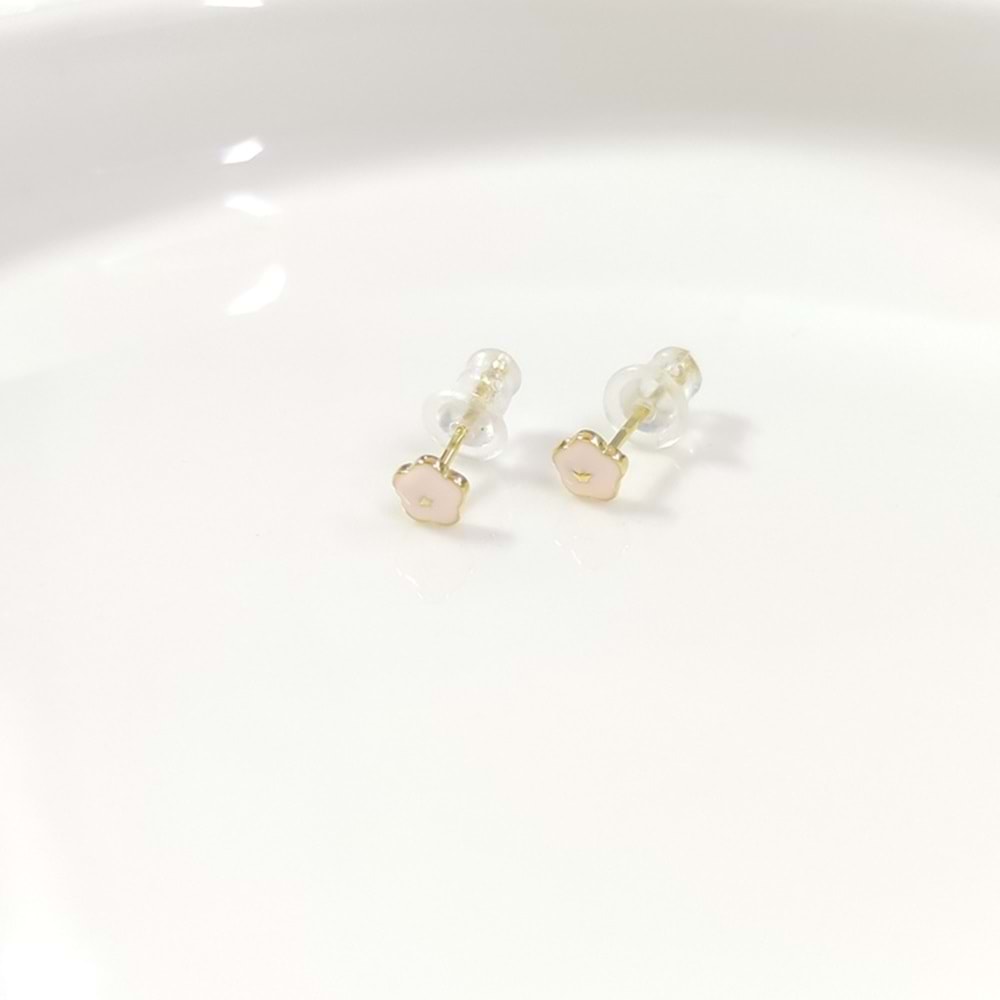 İTHAL 5 MM PEMBE ÇİÇEK GÜMÜŞ ÇİVİ KÜPE