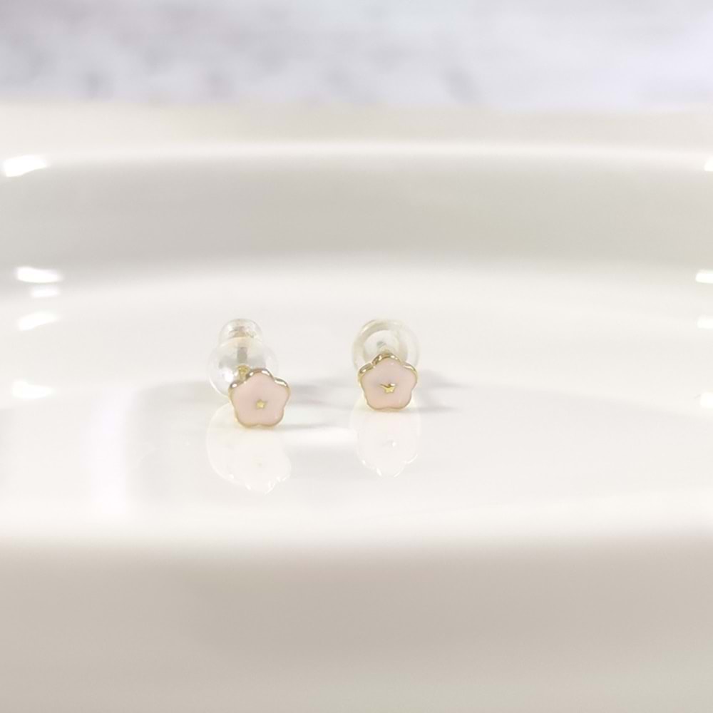 İTHAL 5 MM PEMBE ÇİÇEK GÜMÜŞ ÇİVİ KÜPE