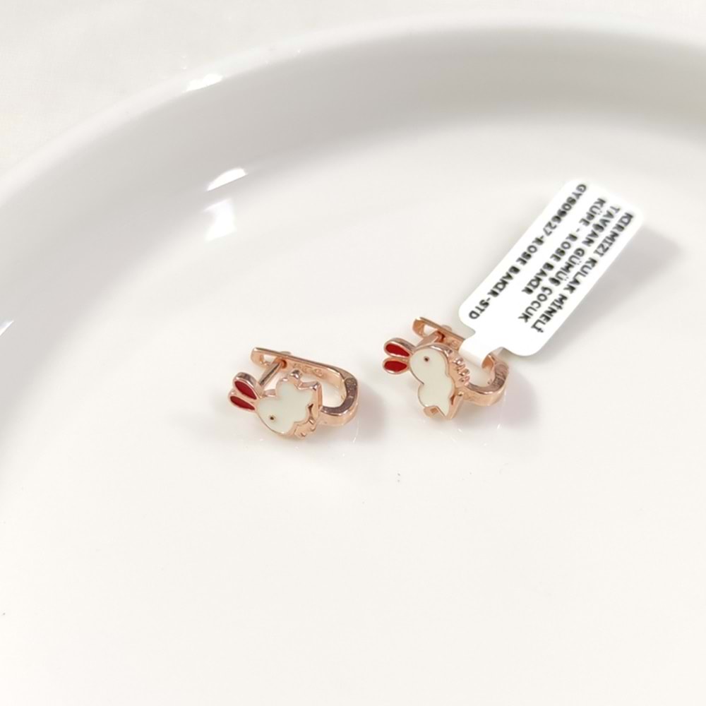 KIRMIZI KULAK MİNELİ TAVŞAN GÜMÜŞ ÇOCUK KÜPE