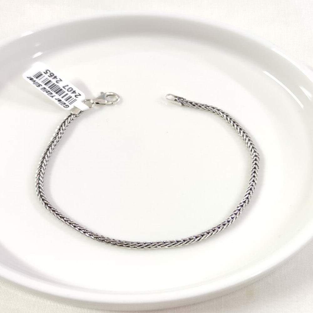 2,50 MM GÜMÜŞ TİLKİ KUYRUĞU ZİNCİR BİLEKLİK 20 CM