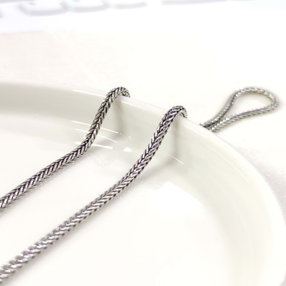 2,30 MM GÜMÜŞ TİLKİ KUYRUĞU KÜP ZİNCİR KOLYE 65 CM