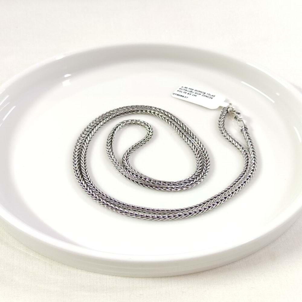 2,30 MM GÜMÜŞ TİLKİ KUYRUĞU KÜP ZİNCİR KOLYE 65 CM